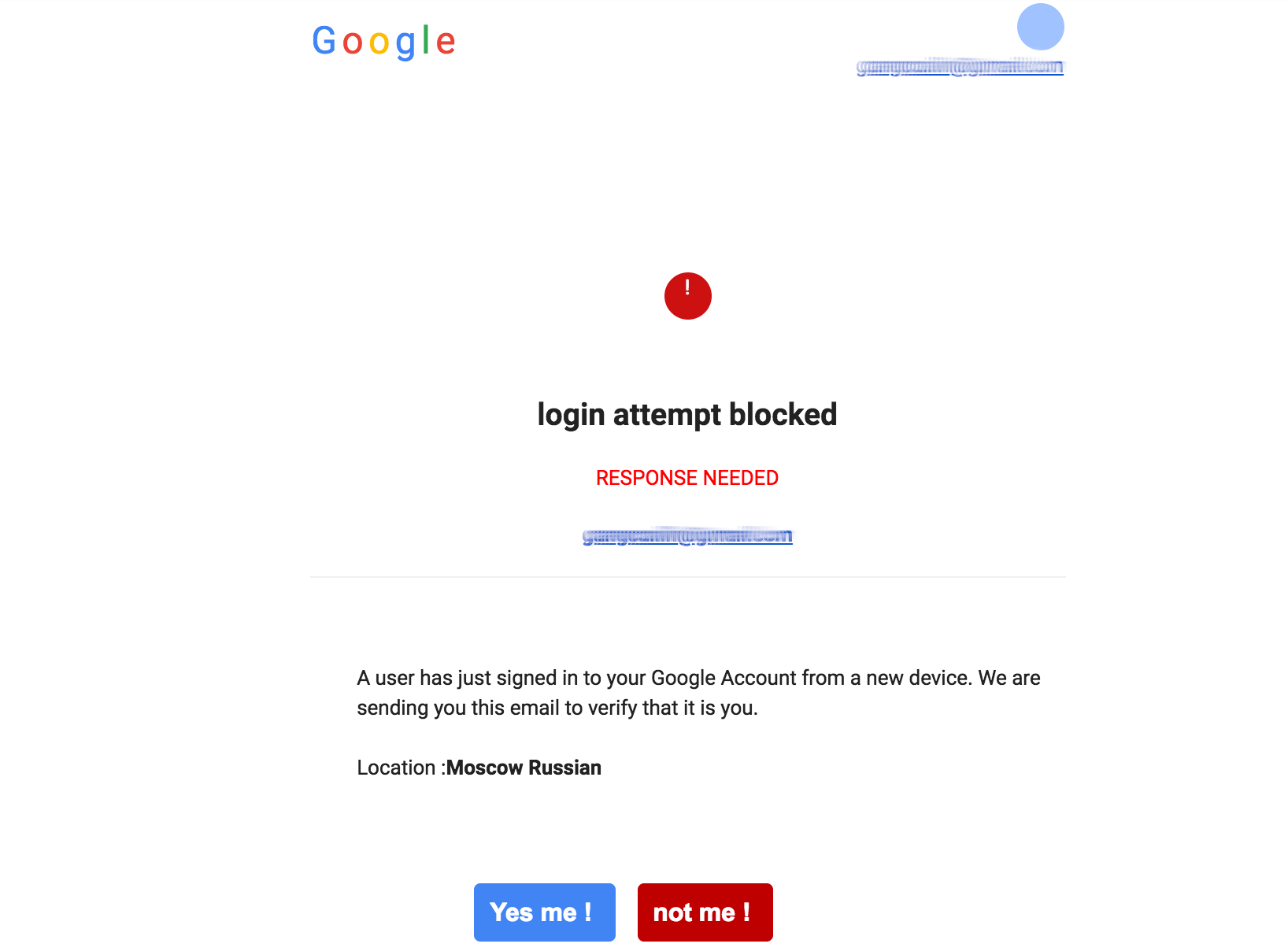 Real-life spoofed email